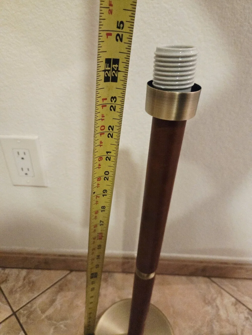Ralph Lauren Home Brass & Leather Candlestick Buffet Lamp 30” Empire Shade NEW